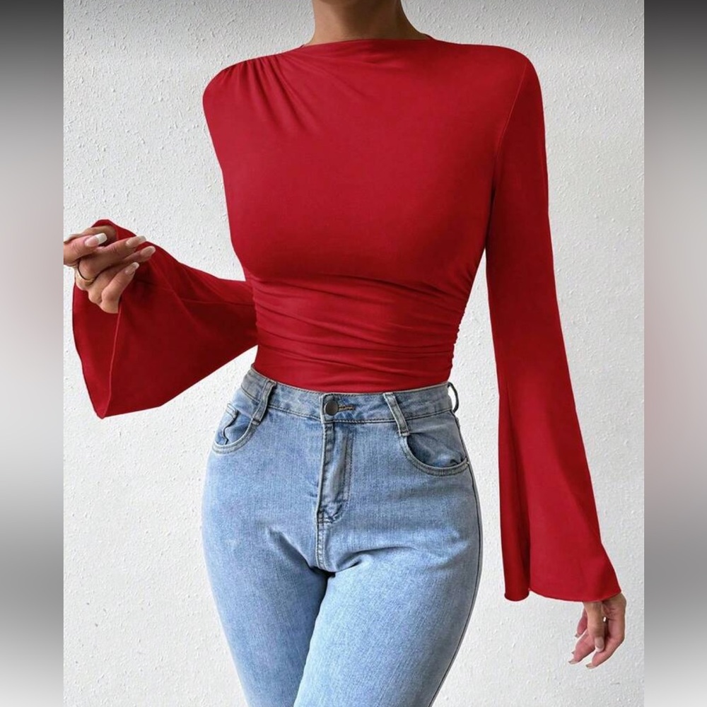 Elegant Black Long Sleeve Women's Bodysuit Top - Picture 15 of 16